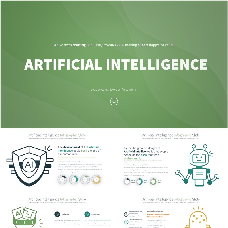 人工智能PPT模板素材信息图Artificial intelligence - Color 12 (Spectra)