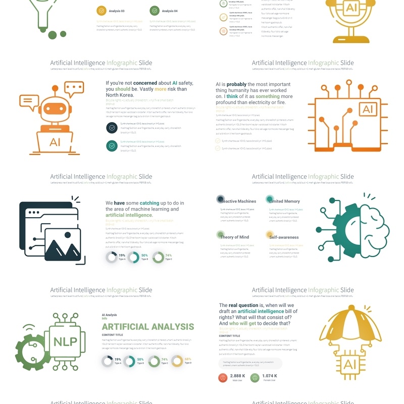 人工智能PPT模板素材信息图Artificial intelligence - Color 12 (Spectra)