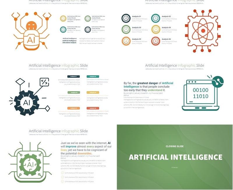 人工智能PPT模板素材信息图Artificial intelligence - Color 12 (Spectra)