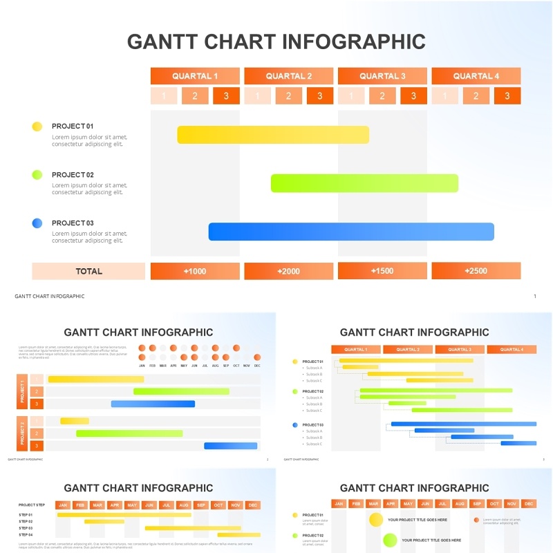 甘特图信息图表PPT模板Gantt Chart Infographic