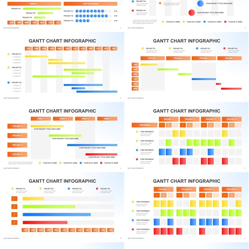 甘特图信息图表PPT模板Gantt Chart Infographic