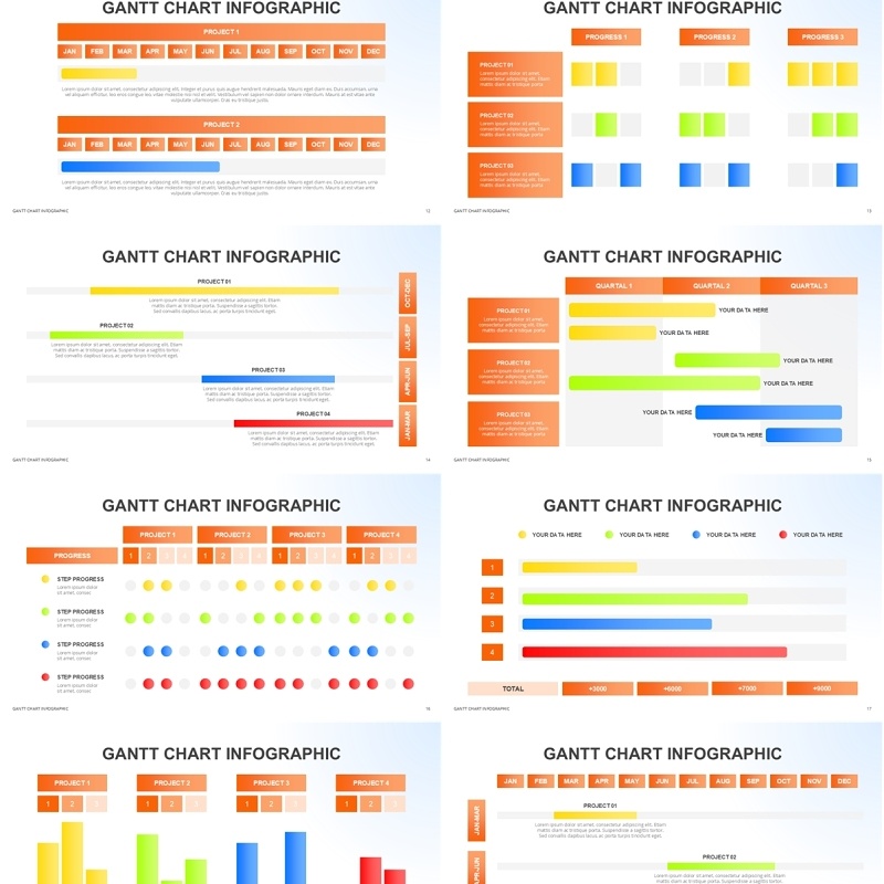 甘特图信息图表PPT模板Gantt Chart Infographic