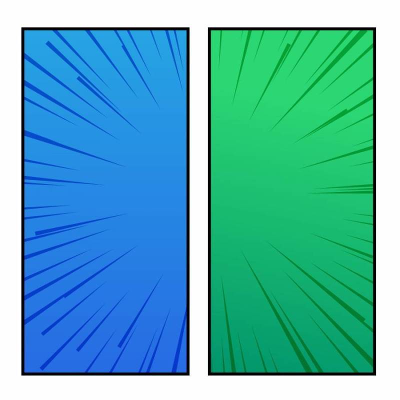 蓝色和绿色的漫画风格横幅设计