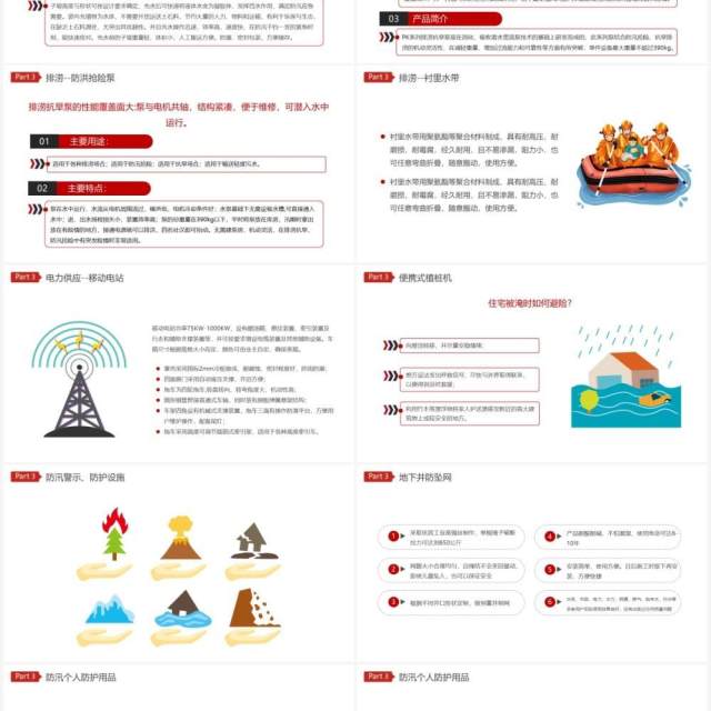 红色简约风夏季防汛安全知识培训PPT模板