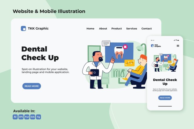 定期牙科检查网络和手机界面插画矢量素材Regular Dental Check up web and mobile 定期牙科检查网络和手机界面插画矢量素材Regular Dental Check up web and mobile