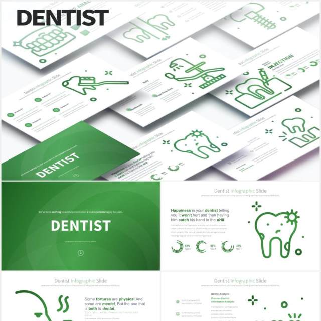 11套色系牙科口腔诊所医院医疗PPT素材DENTIST - PowerPoint Infographics