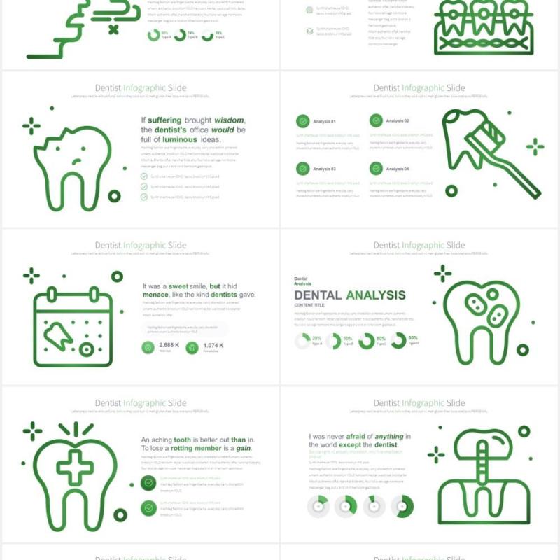 11套色系牙科口腔诊所医院医疗PPT素材DENTIST - PowerPoint Infographics