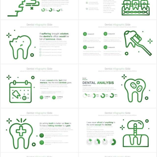 11套色系牙科口腔诊所医院医疗PPT素材DENTIST - PowerPoint Infographics