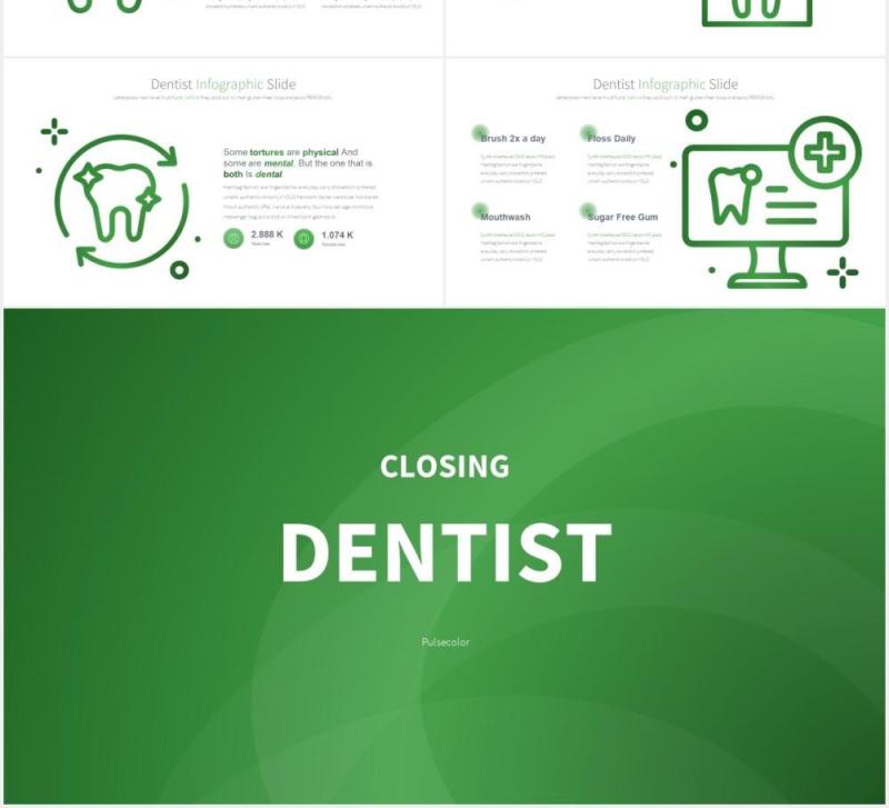 11套色系牙科口腔诊所医院医疗PPT素材DENTIST - PowerPoint Infographics