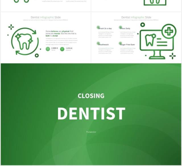 11套色系牙科口腔诊所医院医疗PPT素材DENTIST - PowerPoint Infographics