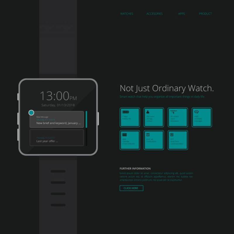 智能手表应用零件广告模板