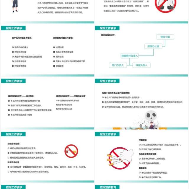 绿色商务风医疗机构控烟培训PPT模板