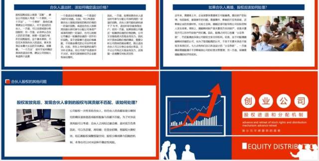 红蓝色企业管理创业公司股权进退和分配机制动态PPT模板 红蓝色企业管理创业公司股权进退和分配机制动态PPT模板