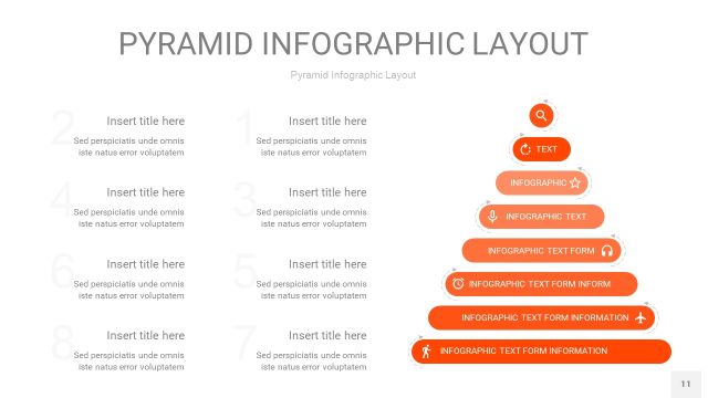 橘红色3D金字塔PPT信息图表11