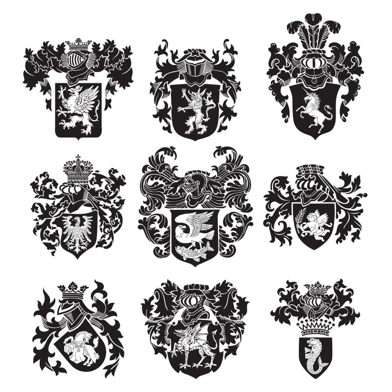 纹章轮廓与书法元素01