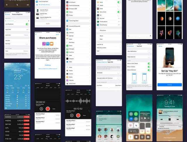 最新iOS11 UI工具包170个屏幕界面的illustrator, Sketch & XD源文件