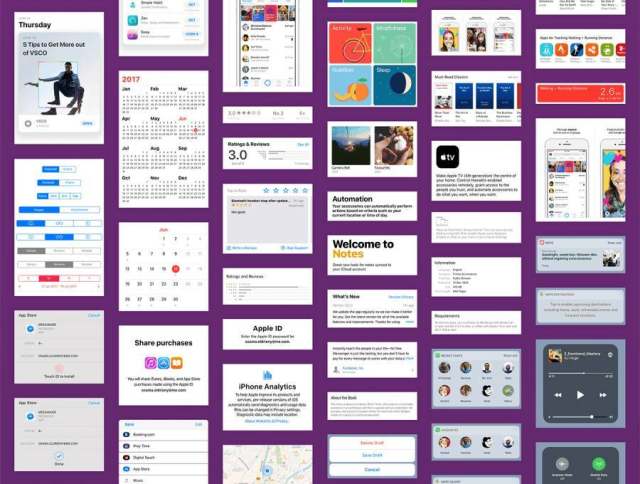 最新iOS11 UI工具包170个屏幕界面的illustrator, Sketch & XD源文件