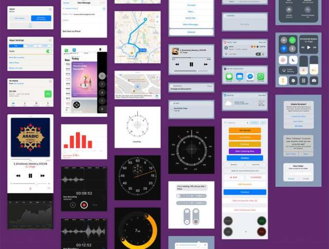 最新iOS11 UI工具包170个屏幕界面的illustrator, Sketch & XD源文件