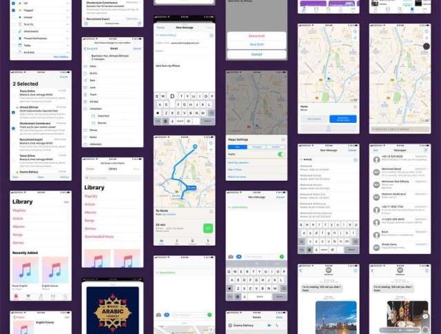 最新iOS11 UI工具包170个屏幕界面的illustrator, Sketch & XD源文件