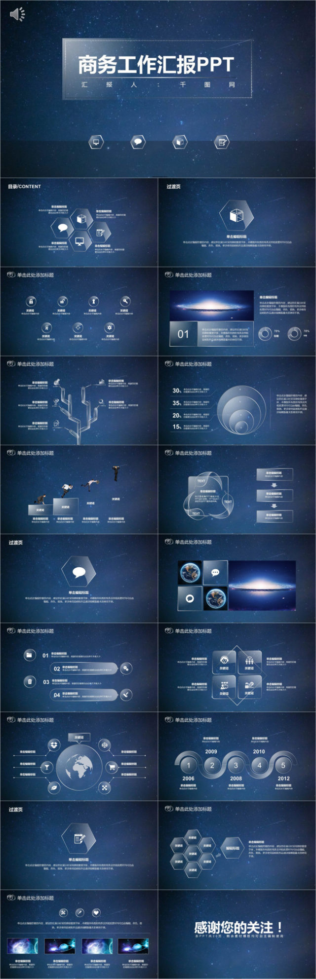 唯美星空商务工作汇报PPT