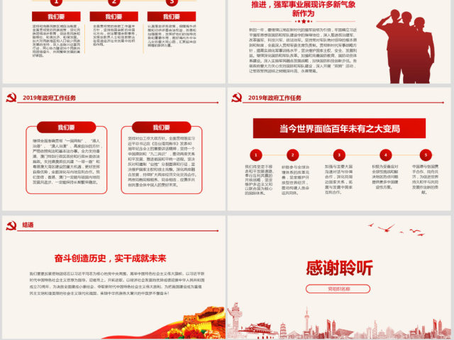 原创2019全国两会政府工作报告学习解读PPT-版权可商用