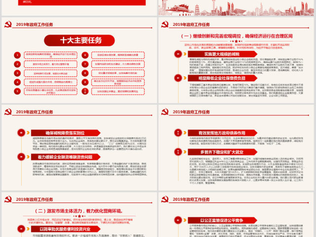 原创2019全国两会政府工作报告学习解读PPT-版权可商用