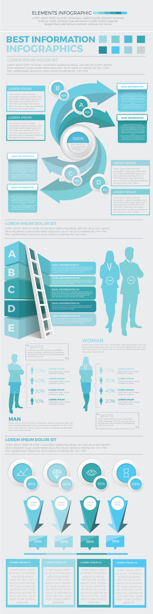 大蓝色信息图矢量素材 Big Blue Infographics