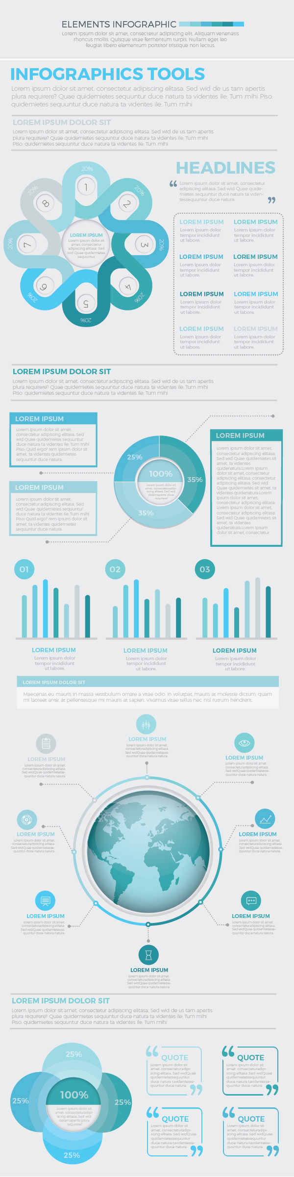 大蓝色信息图矢量素材 Big Blue Infographics