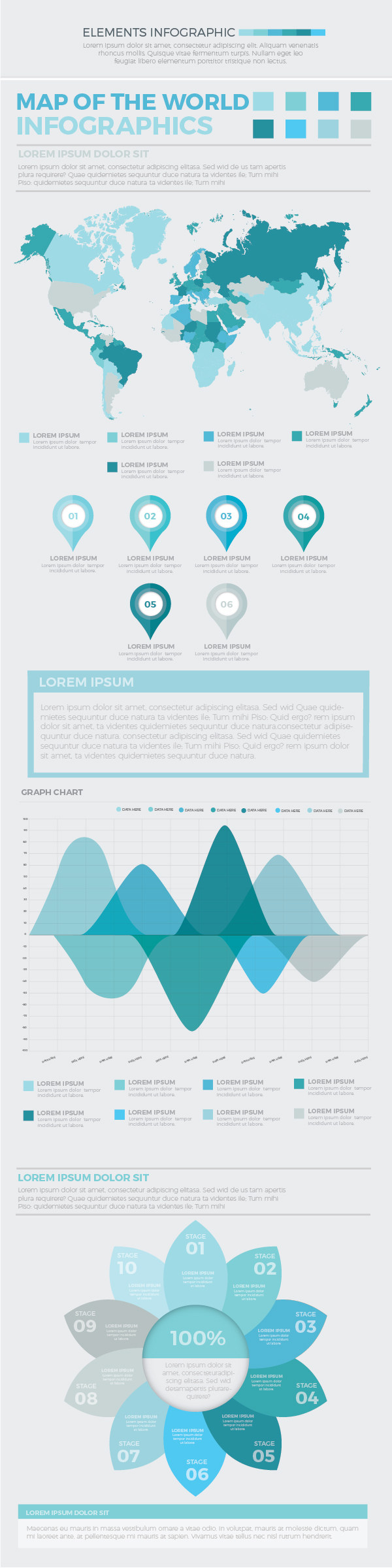 大蓝色信息图矢量素材 Big Blue Infographics