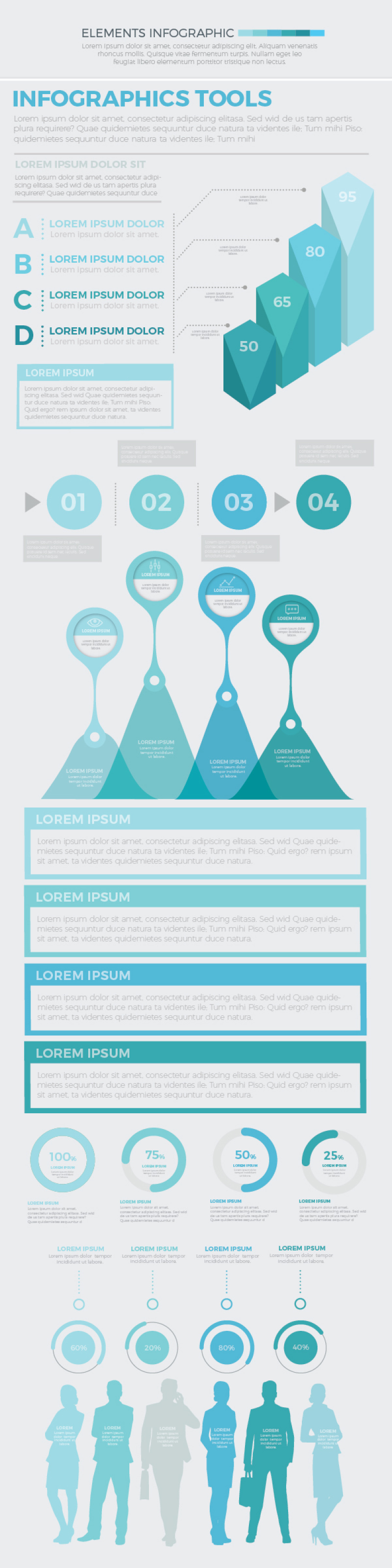 大蓝色信息图矢量素材 Big Blue Infographics
