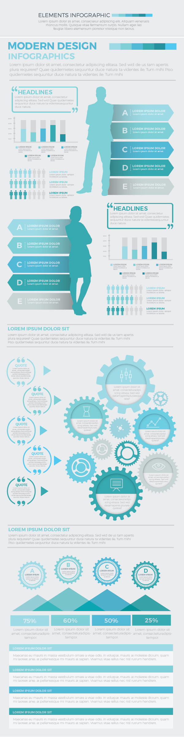 大蓝色信息图矢量素材 Big Blue Infographics