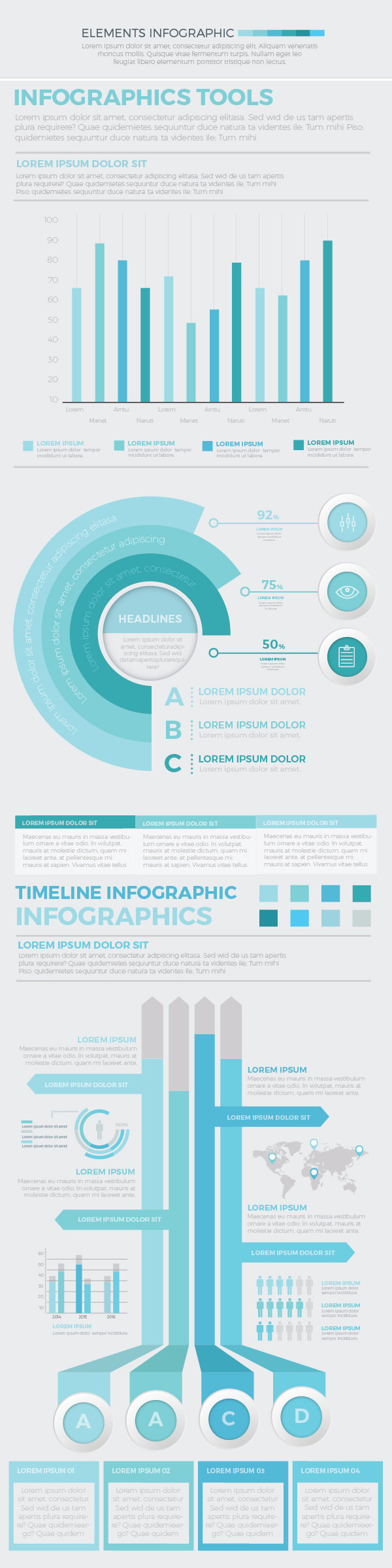 大蓝色信息图矢量素材 Big Blue Infographics