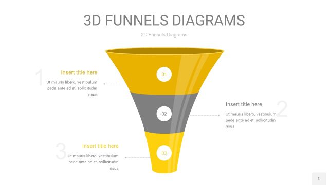 黄灰色3D漏斗PPT信息图表1