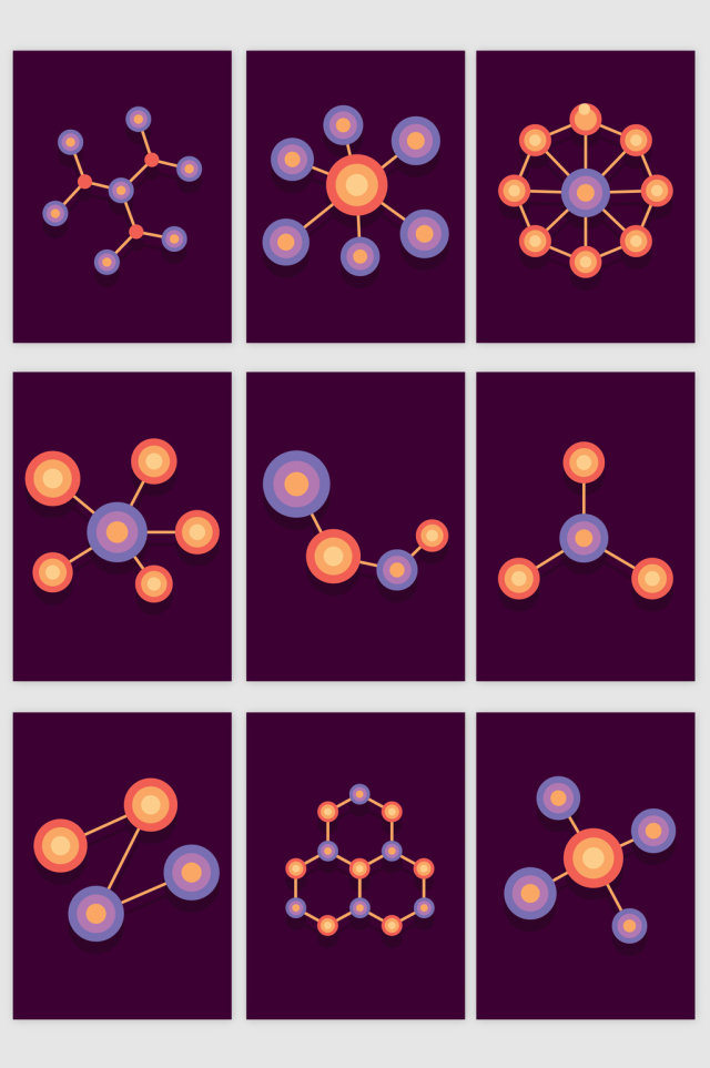 科技线条彩色分子结构矢量素材