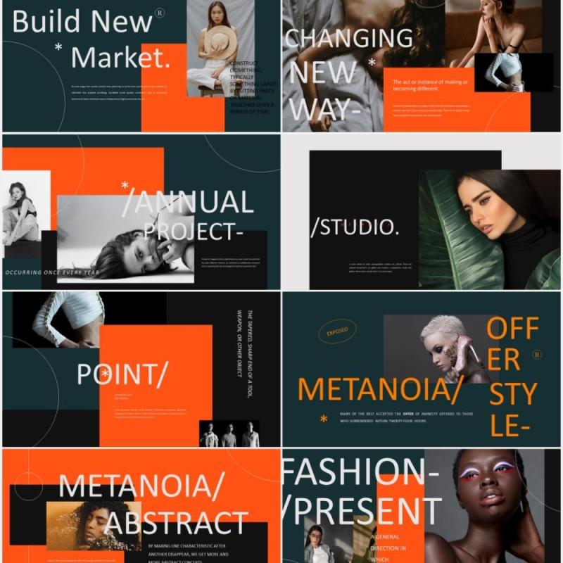 时尚时装电子画册宣传PPTmetanoia lookbook fashion powerpoint templates