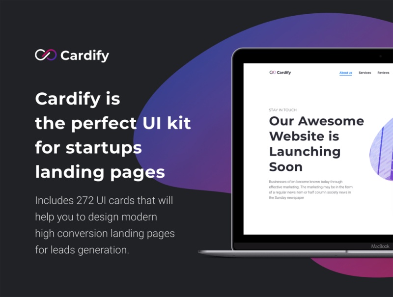 用于设计下一个登录页面的272 UI卡，Cardify Startup UI Kit