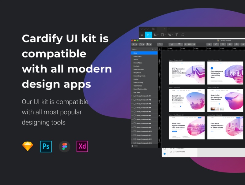 用于设计下一个登录页面的272 UI卡，Cardify Startup UI Kit