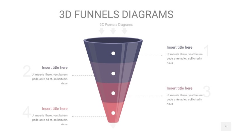 中紫色3D漏斗PPT信息图表4