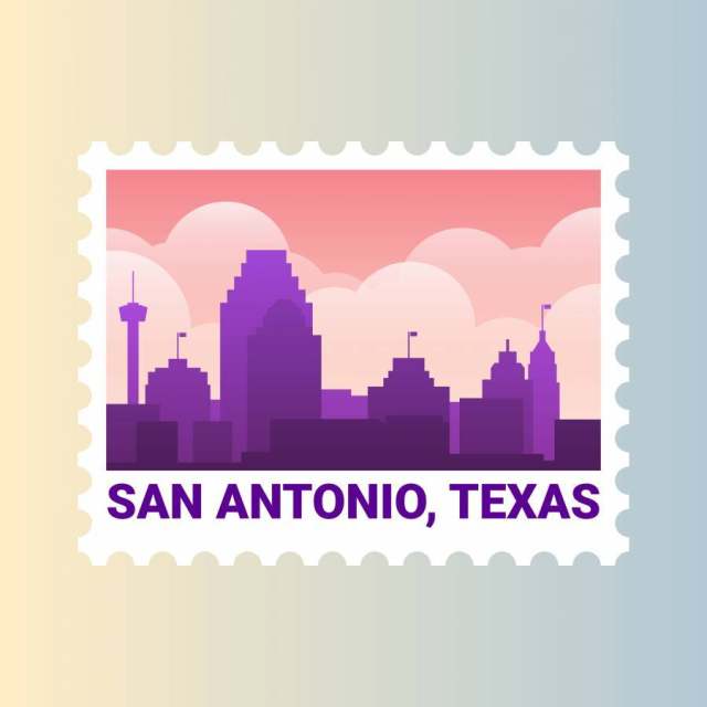 圣安东尼奥德克萨斯州天际线美国邮票的插图