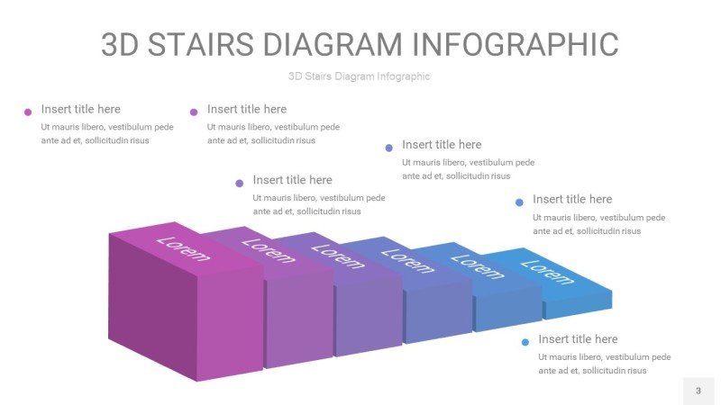 渐变紫蓝色3D阶梯PPT图表3