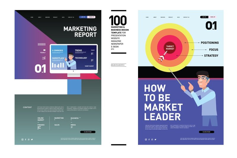 100个商业与营销设计模板主题海报AI矢量素材