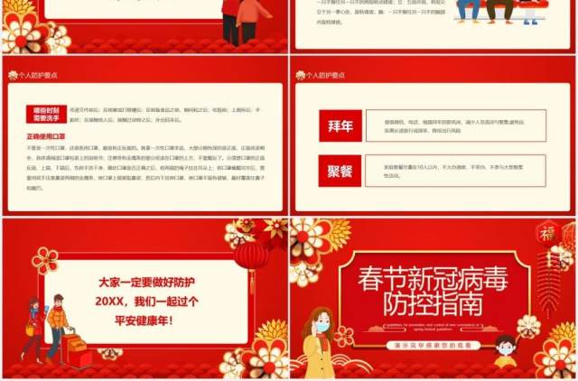 红色春节新冠病毒防控指南动态PPT模板 红色春节新冠病毒防控指南动态PPT模板