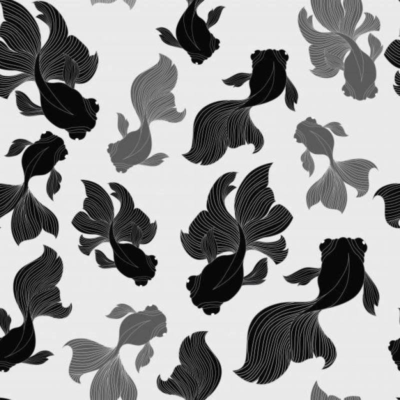 Black goldfish seamless pattern