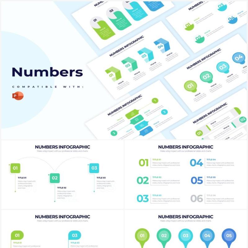 简洁创意数字图形并列关系PPT信息图形素材Numbers Powerpoint Infographics