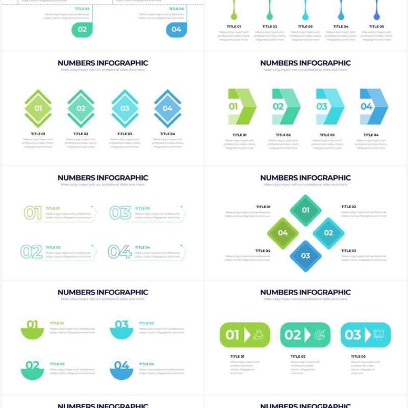 简洁创意数字图形并列关系PPT信息图形素材Numbers Powerpoint Infographics