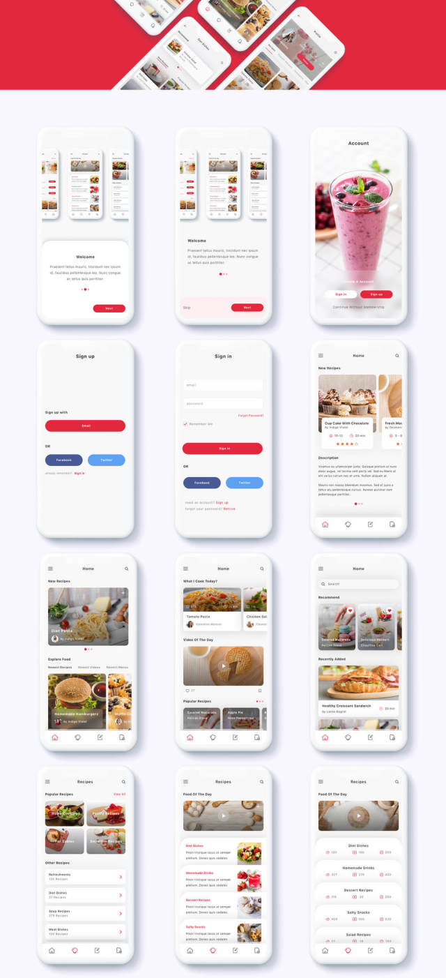 专为Sketch和Adobe XD设计的高品质食谱和食物计划应用UI工具包。,Roka - 食谱和食物计划应用UI工具包 专为Sketch和Adobe XD设计的高品质食谱和食物计划应用UI工具包。,Roka - 食谱和食物计划应用UI工具包