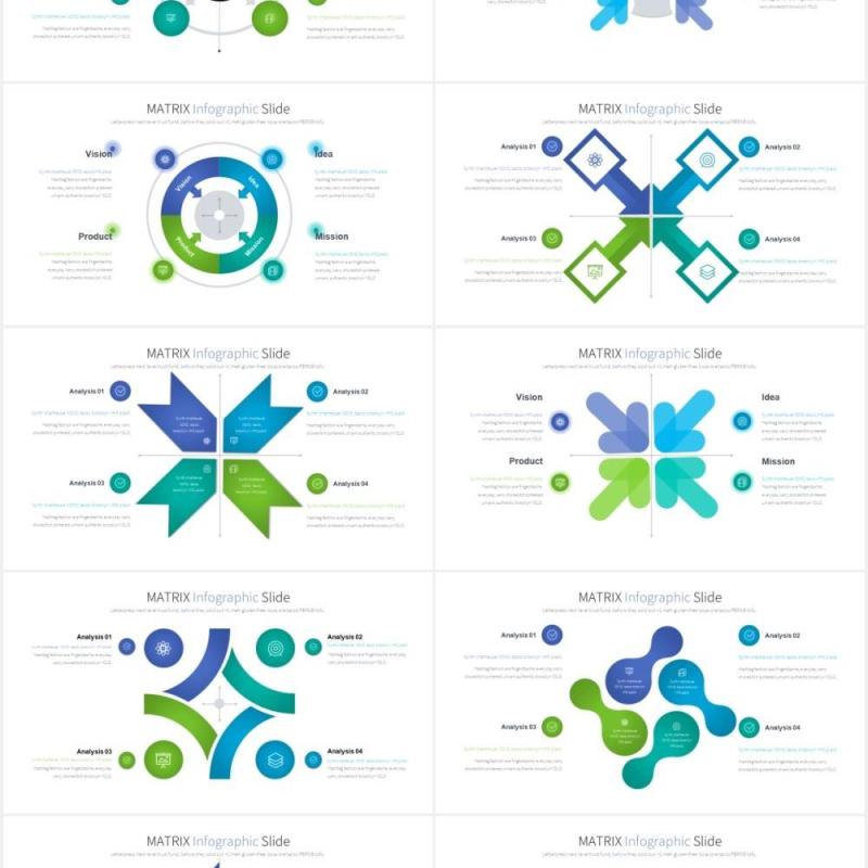 12套颜色矩阵统计数据可视化PPT信息图表素材MATRIX - PowerPoint Infographics Slides