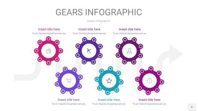 玫瑰紫色齿轮PPT信息图8
