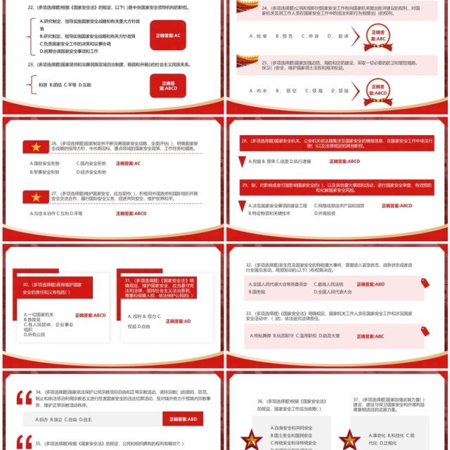 红色国家安全知识竞赛题库及答案PPT模板 红色国家安全知识竞赛题库及答案PPT模板