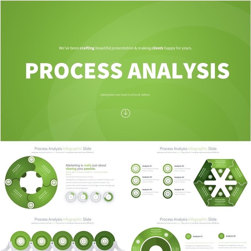 浅绿色流程过程分析PPT模板素材Process Analysis - Color 03 (Light Green)